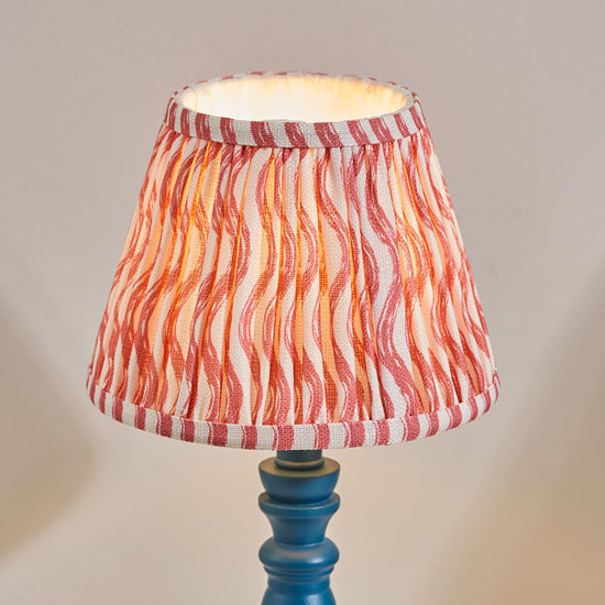 Bibury And Ripple 20cm Coral Pink Fabric Shade Table Lamp In Satin Marlin Blue