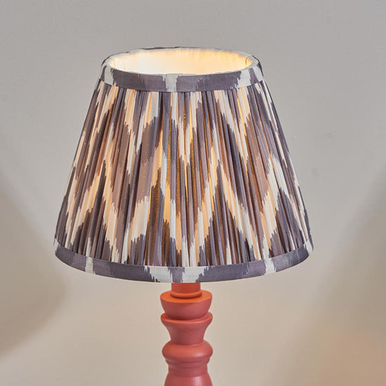 Bibury And Zigzag 20cm Pearl Grey Fabric Shade Table Lamp In Satin Pink Clay