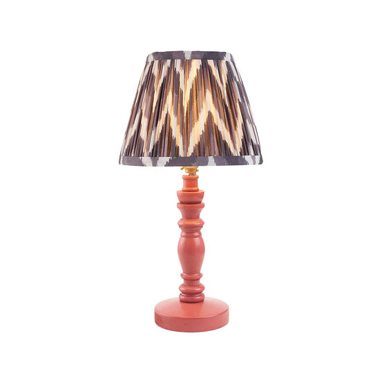 Bibury And Zigzag 20cm Pearl Grey Fabric Shade Table Lamp In Satin Pink Clay