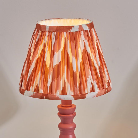 Bibury And Zigzag 20cm Apricot Orange Fabric Shade Table Lamp In Satin Pink Clay