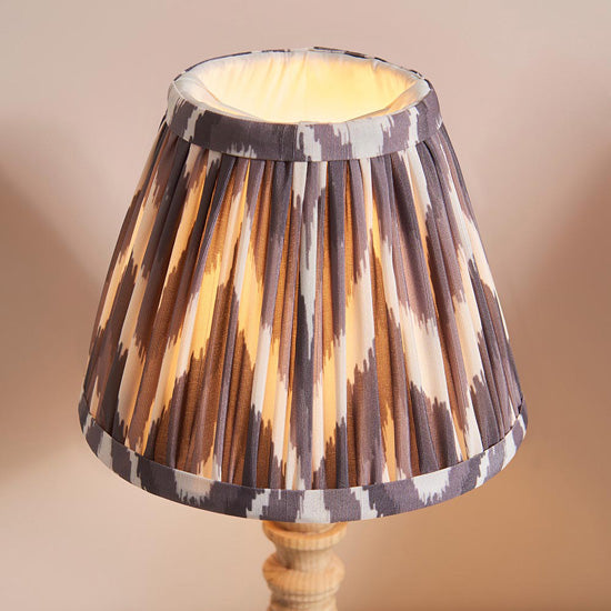 Bibury And Zigzag 20cm Pearl Grey Fabric Shade Table Lamp In Natural Ash