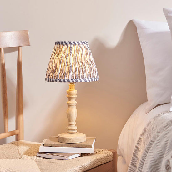 Bibury And Ripple 20cm Pearl Grey Fabric Shade Table Lamp In Natural Ash