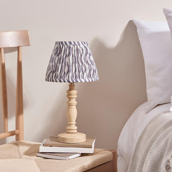 Bibury And Ripple 20cm Pearl Grey Fabric Shade Table Lamp In Natural Ash