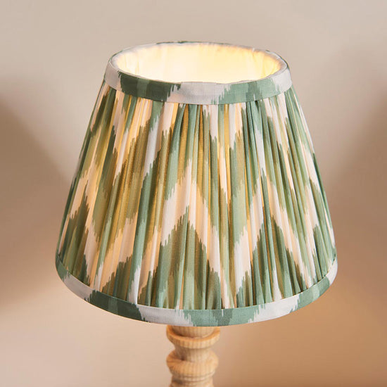 Bibury And Zigzag 20cm Costswold Green Fabric Shade Table Lamp In Natural Ash