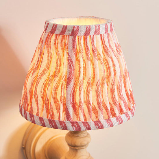 Bibury And Ripple 16cm Coral Pink Fabric Shade Wall Light In Natural Ash