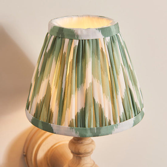 Bibury And Zigzag 16cm Cotswold Green Fabric Shade Wall Light In Natural Ash