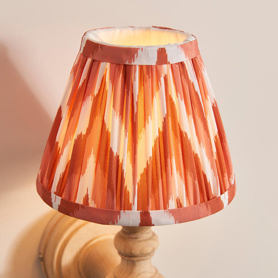 Bibury And Zigzag 16cm Apricot Orange Fabric Shade Wall Light In Natural Ash