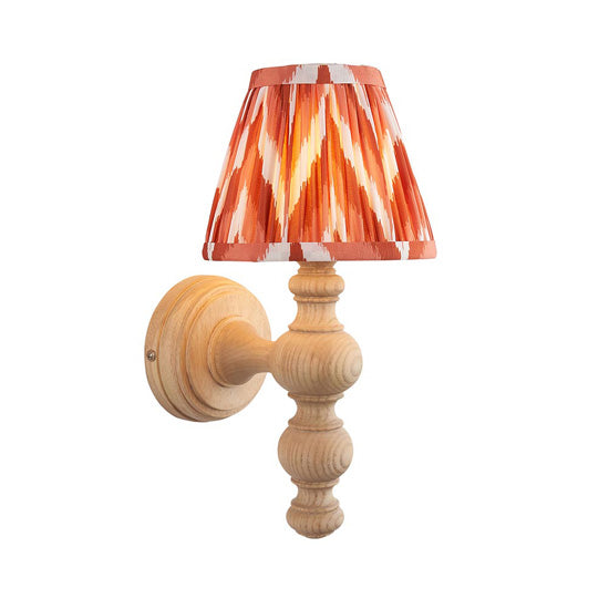 Bibury And Zigzag 16cm Apricot Orange Fabric Shade Wall Light In Natural Ash