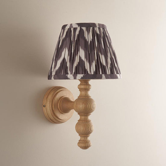 Bibury And Zigzag 20cm Pearl Grey Fabric Shade Wall Light In Natural Ash