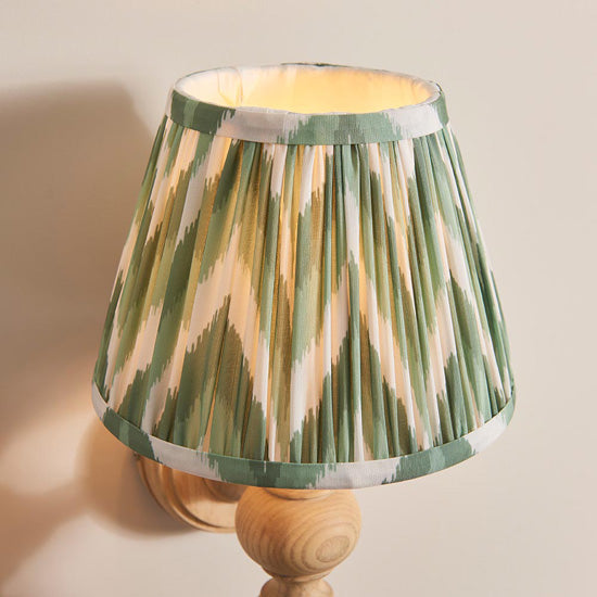 Bibury And Zigzag 20cm Costswold Green Fabric Shade Wall Light In Natural Ash