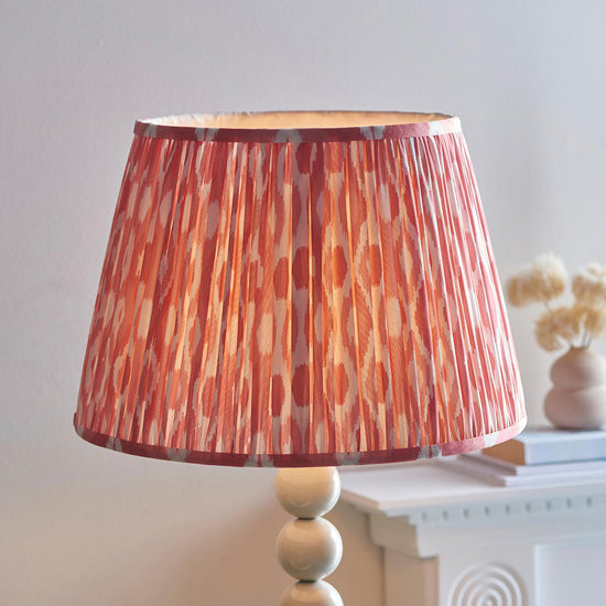 Higgledy And Ikat 40cm Coral Pink Shade Floor Lamp With High Gloss Almond White Base