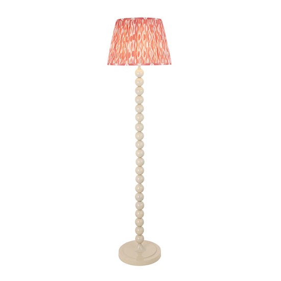 Higgledy And Ikat 40cm Coral Pink Shade Floor Lamp With High Gloss Almond White Base