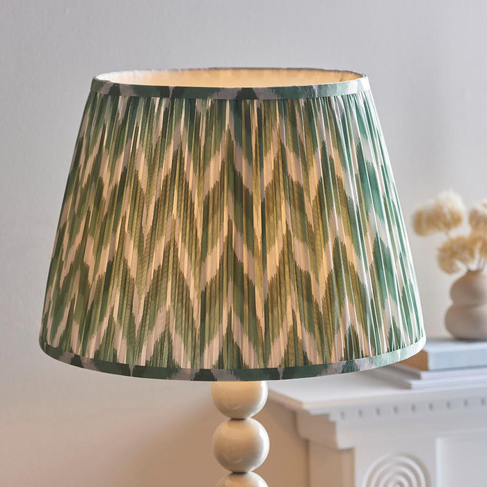 Higgledy And Zigzag 40cm Cotswold Green Shade Floor Lamp With Gloss Almond White Base