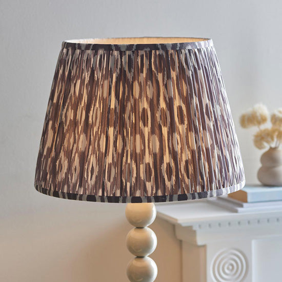 Higgledy And Ikat 40cm Pearl Grey Shade Floor Lamp With High Gloss Almond White Base