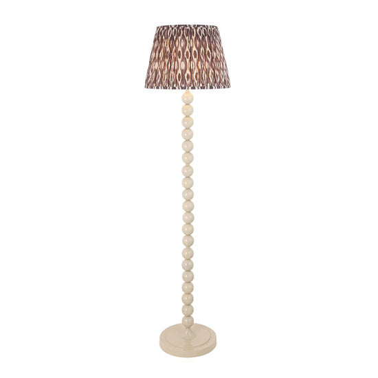 Higgledy And Ikat 40cm Pearl Grey Shade Floor Lamp With High Gloss Almond White Base