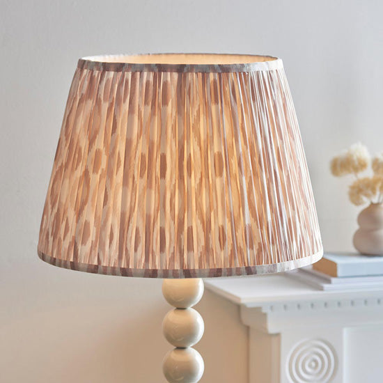 Higgledy And Ikat 40cm Neutral Shade Floor Lamp With High Gloss Almond White Base