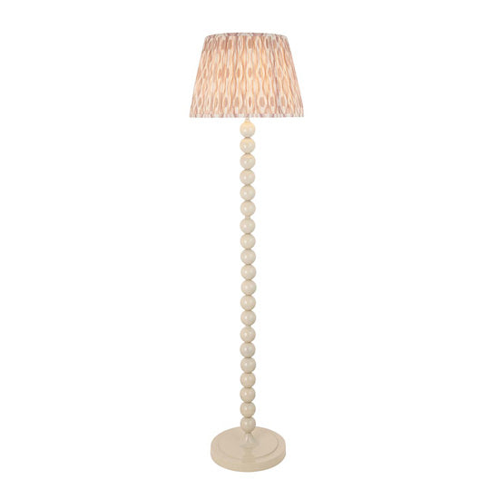 Higgledy And Ikat 40cm Neutral Shade Floor Lamp With High Gloss Almond White Base