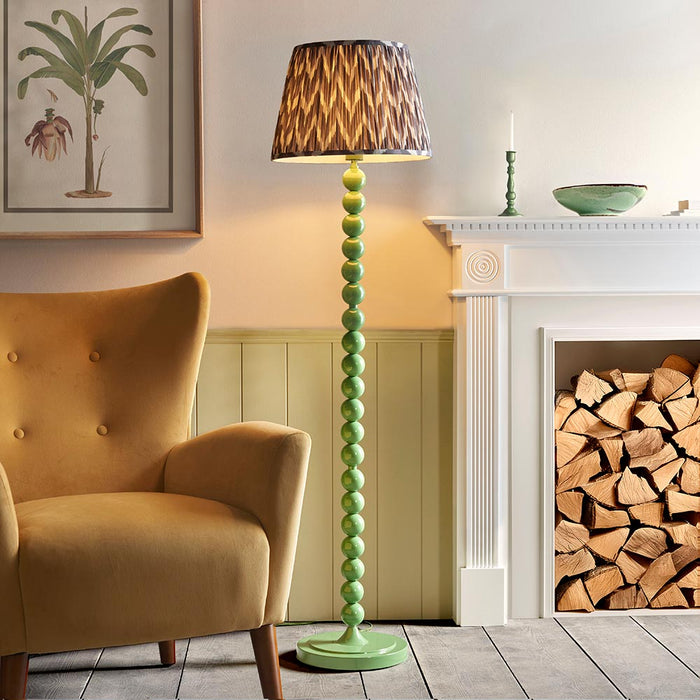 Higgledy And Zigzag 40cm Pearl Grey Shade Floor Lamp With Gloss Cotswold Green Base