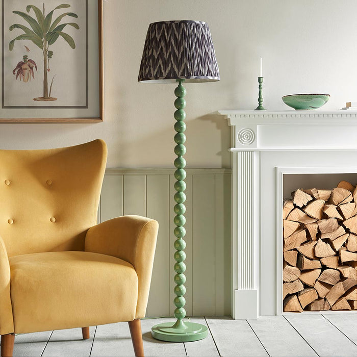 Higgledy And Zigzag 40cm Pearl Grey Shade Floor Lamp With Gloss Cotswold Green Base