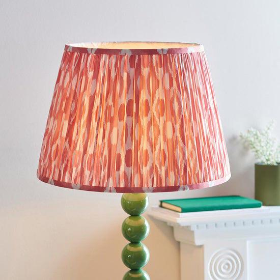 Higgledy And Ikat 40cm Coral Pink Shade Floor Lamp With High Gloss Cotswold Green Base