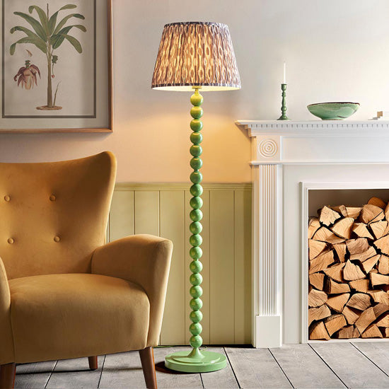 Higgledy And Ikat 40cm Pearl Grey Shade Floor Lamp With High Gloss Cotswold Green Base