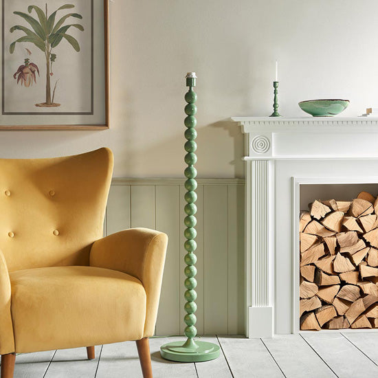 Higgledy And Ikat 40cm Pearl Grey Shade Floor Lamp With High Gloss Cotswold Green Base