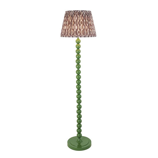 Higgledy And Ikat 40cm Pearl Grey Shade Floor Lamp With High Gloss Cotswold Green Base