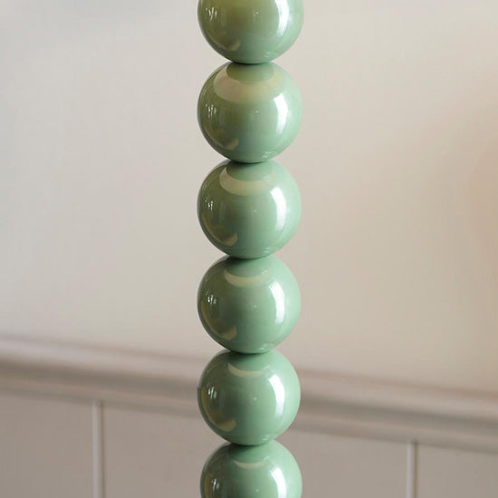 Higgledy And Ikat 40cm Pearl Grey Shade Floor Lamp With High Gloss Cotswold Green Base