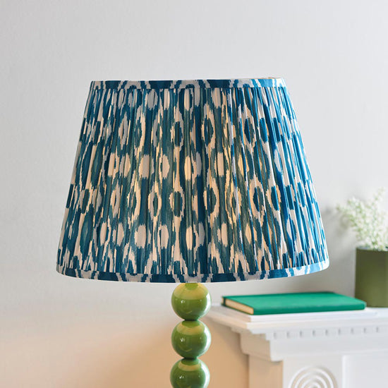 Higgledy And Ikat 40cm Marlin Blue Shade Floor Lamp With High Gloss Cotswold Green Base