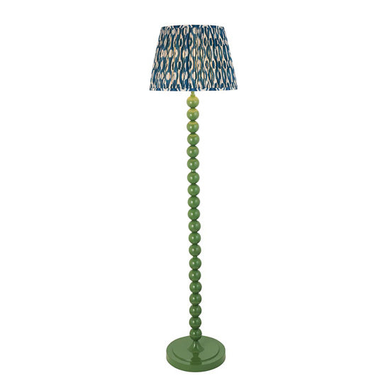 Higgledy And Ikat 40cm Marlin Blue Shade Floor Lamp With High Gloss Cotswold Green Base