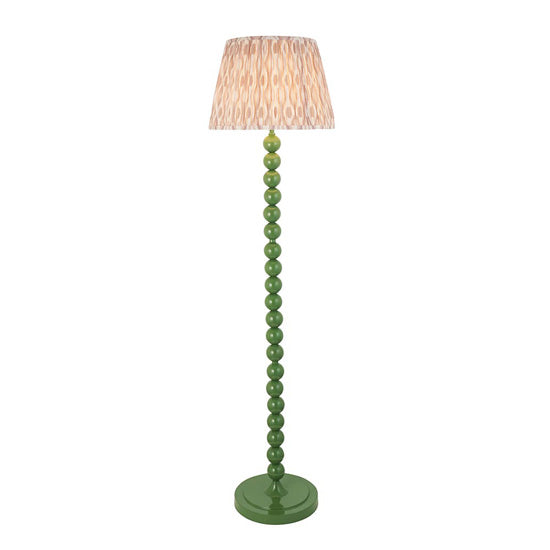 Higgledy And Ikat 40cm Neutral Shade Floor Lamp With High Gloss Cotswold Green Base