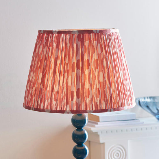 Higgledy And Ikat 40cm Coral Pink Shade Floor Lamp With High Gloss Marlin Blue Base