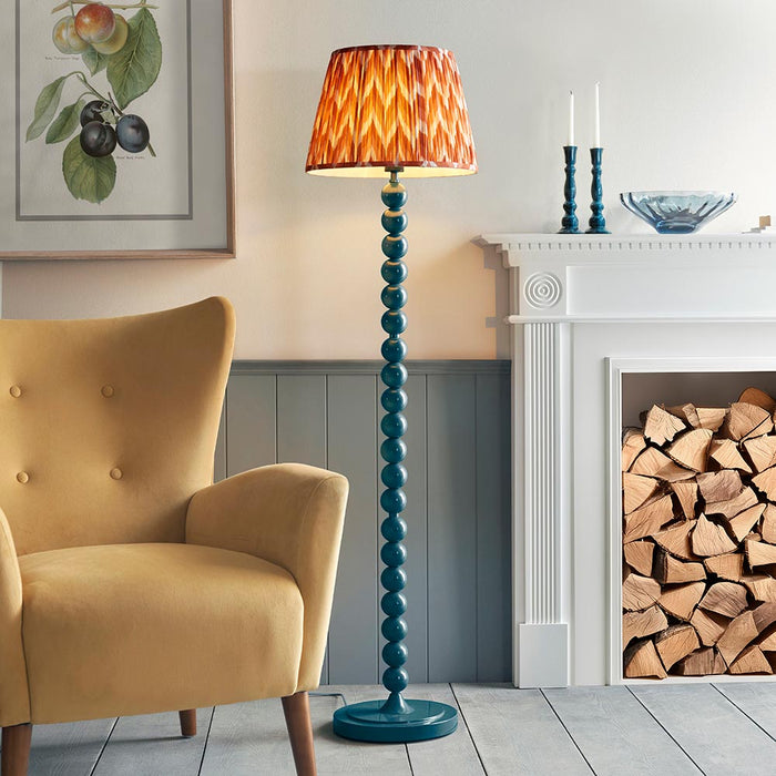 Higgledy And Zigzag 40cm Apricot Orange Shade Floor Lamp With Gloss Marlin Blue Base