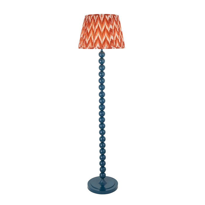 Higgledy And Zigzag 40cm Apricot Orange Shade Floor Lamp With Gloss Marlin Blue Base