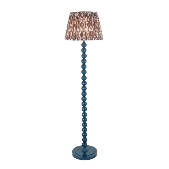 Higgledy And Ikat 40cm Pearl Grey Shade Floor Lamp With High Gloss Marlin Blue Base