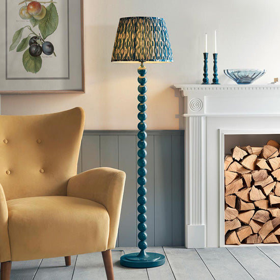 Higgledy And Ikat 40cm Marlin Blue Shade Floor Lamp With High Gloss Marlin Blue Base