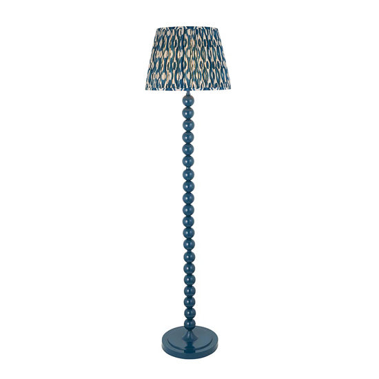 Higgledy And Ikat 40cm Marlin Blue Shade Floor Lamp With High Gloss Marlin Blue Base