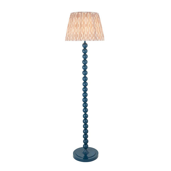 Higgledy And Ikat 40cm Neutral Shade Floor Lamp With High Gloss Marlin Blue Base