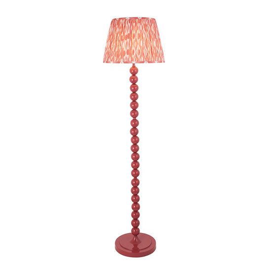 Higgledy And Ikat 40cm Coral Pink Shade Floor Lamp With High Gloss Pink Clay Base