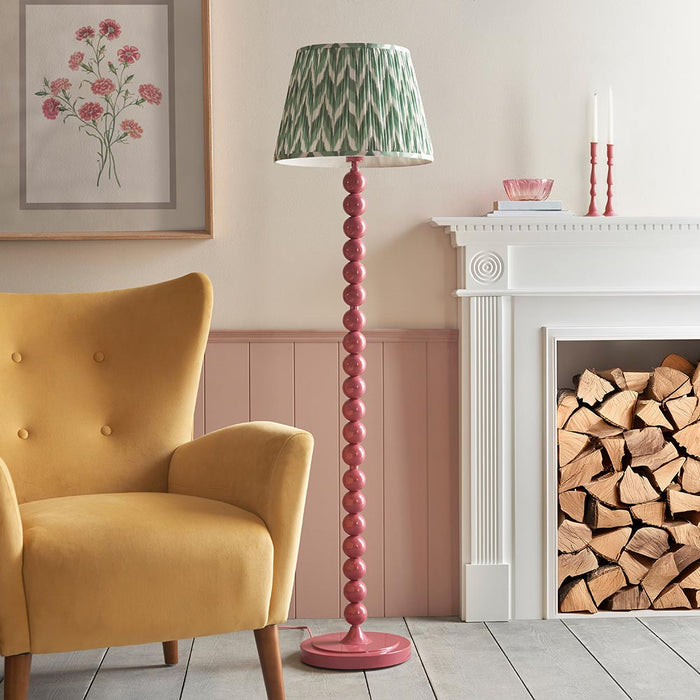 Higgledy And Zigzag 40cm Cotswold Green Shade Floor Lamp With Gloss Pink Clay Base