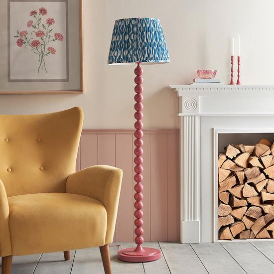 Higgledy And Ikat 40cm Marlin Blue Shade Floor Lamp With High Gloss Pink Clay Base