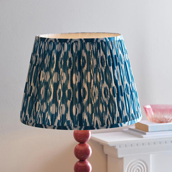 Higgledy And Ikat 40cm Marlin Blue Shade Floor Lamp With High Gloss Pink Clay Base