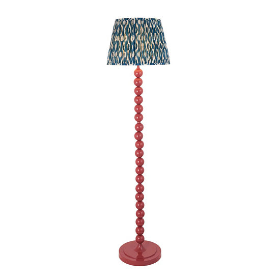 Higgledy And Ikat 40cm Marlin Blue Shade Floor Lamp With High Gloss Pink Clay Base