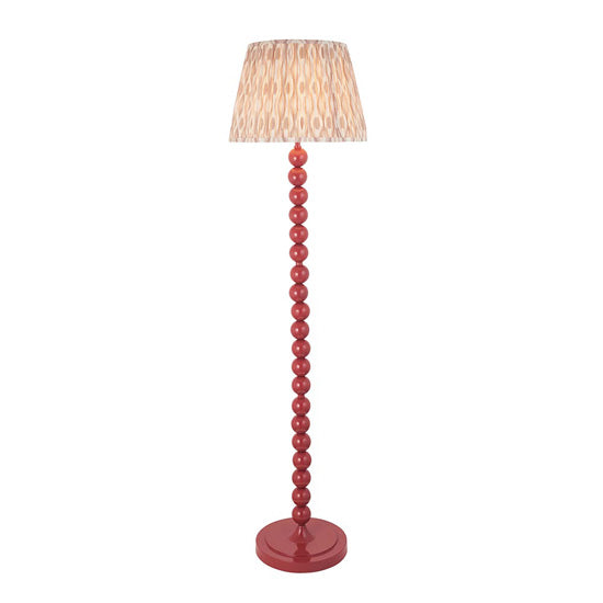 Higgledy And Ikat 40cm Neutral Shade Floor Lamp With High Gloss Pink Clay Base