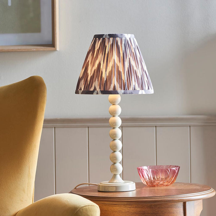 Higgledy And Zigzag 25cm Pearl Grey Shade Table Lamp With Gloss Almond White Base