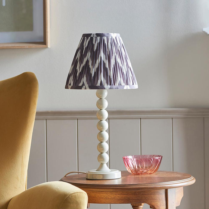 Higgledy And Zigzag 25cm Pearl Grey Shade Table Lamp With Gloss Almond White Base