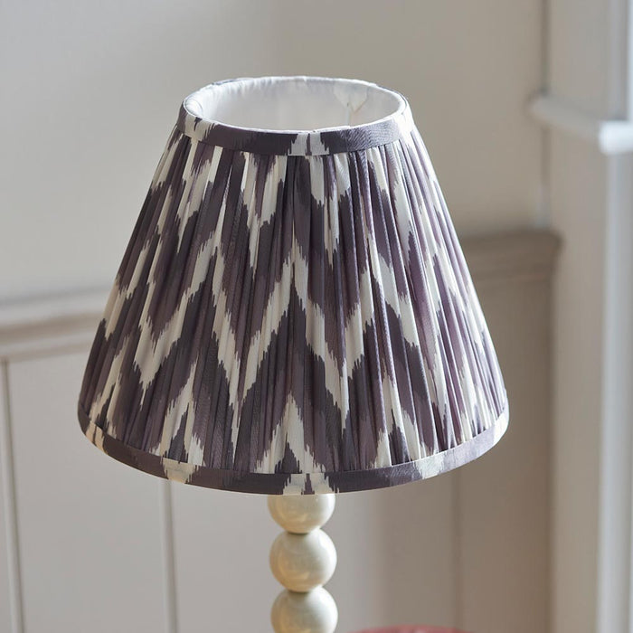 Higgledy And Zigzag 25cm Pearl Grey Shade Table Lamp With Gloss Almond White Base