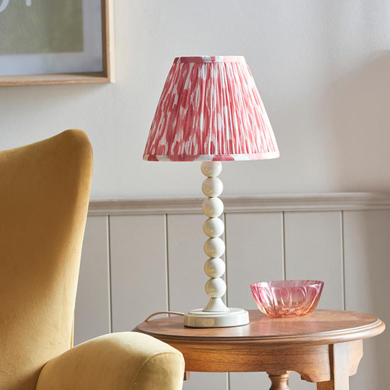 Higgledy And Ikat 25cm Coral Pink Shade Table Lamp With High Gloss Almond White Base