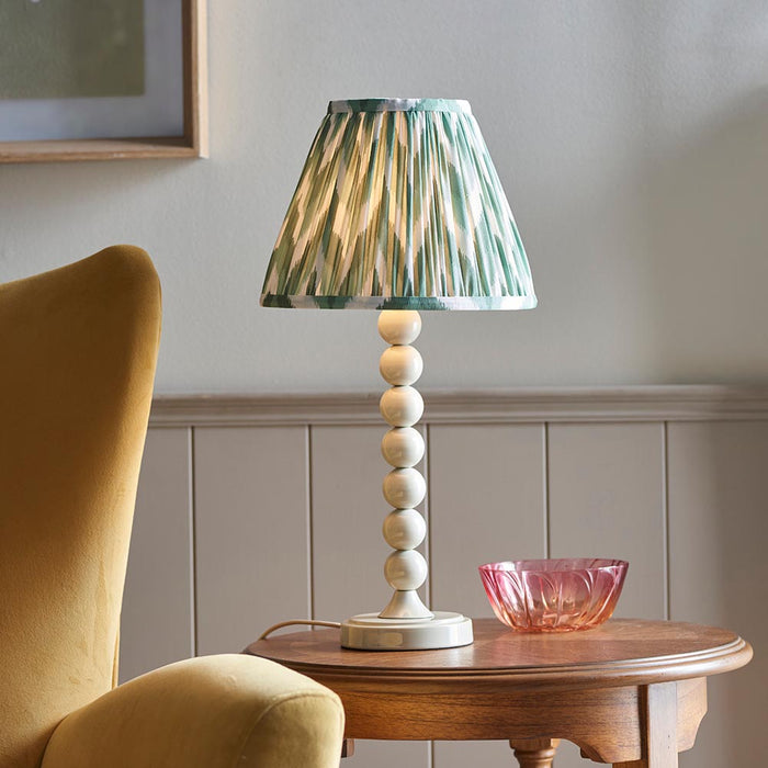 Higgledy And Zigzag 25cm Cotswold Green Shade Table Lamp With Gloss Almond White Base