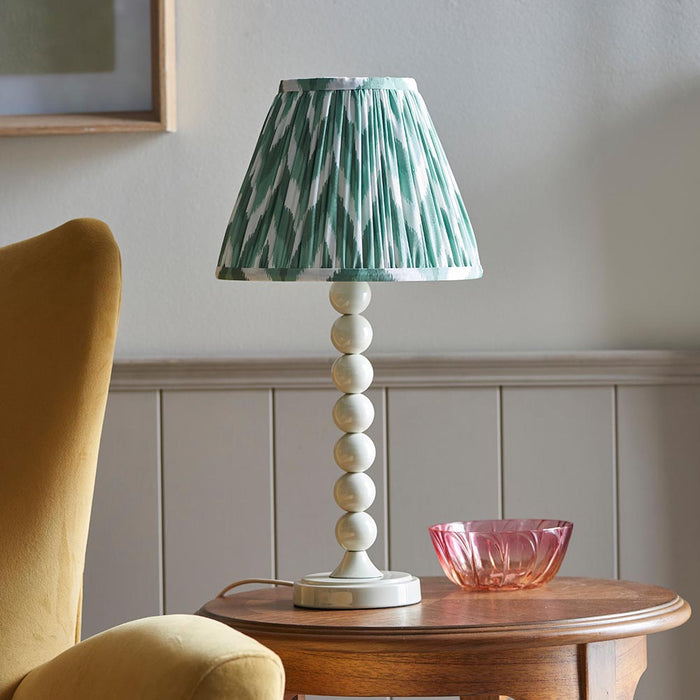 Higgledy And Zigzag 25cm Cotswold Green Shade Table Lamp With Gloss Almond White Base